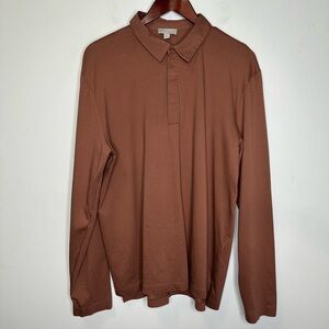 COS Men’s Long Sleeve Cotton Pullover Polo Shirt Jersey Snap Chest Henley XL